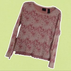 Pink Floral Mesh Top